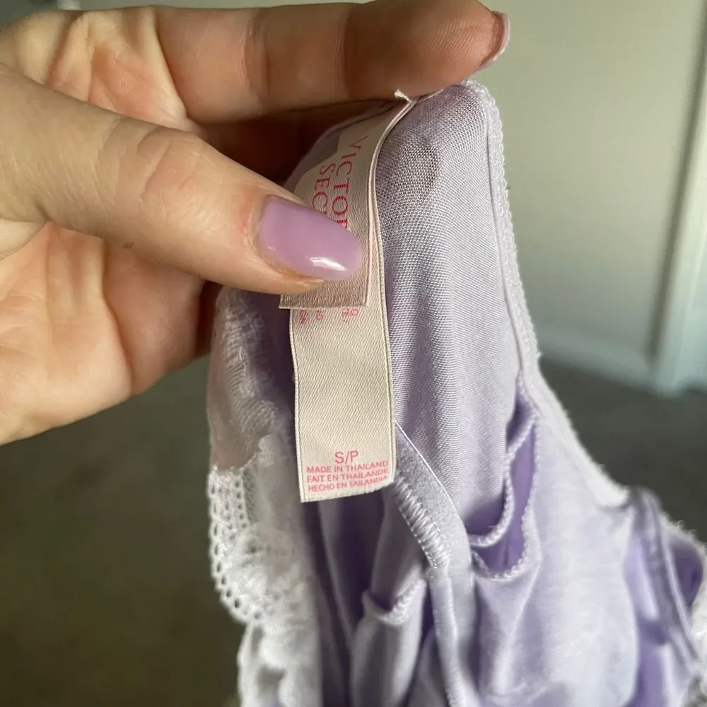 Victoria's Secret Purple Lace‎ Modal Nightgown Slip Dress Size Small - Picture 4 of 14